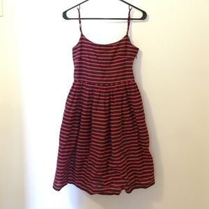 J. Crew Red and Black Striped Dress